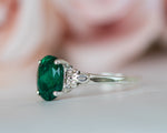 Oval Emerald Ring, Vintage Emerald Engagement Ring, Emerald Gold Ring, Lab Emerald Engagement Ring, Green Gemstone Ring, May Birthstone Ring