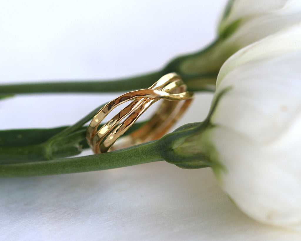 Hammered Infinity Gold Ring