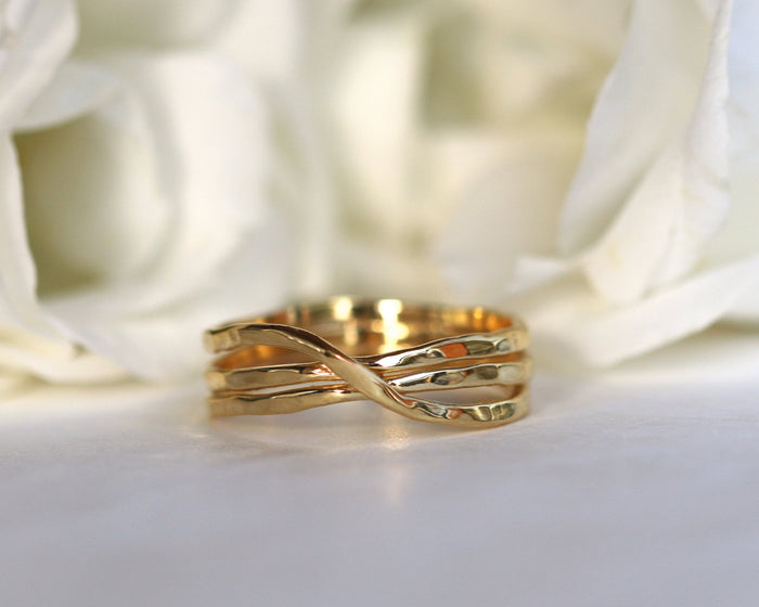 Hammered Infinity Gold Ring