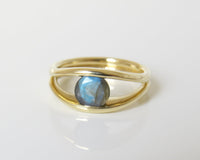 Labradorite Ring, Labradorite Engagement Ring, Gemstone Engagement Ring, Vintage Engagement Ring, Solitaire Engagement Ring, 14k, 18k, Gold