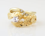 Diamond Bridal Set, Leaf Engagement and Wedding Ring Set, Nature Inspired Ring, Leaf Diamond Ring, Diamond Leaf Ring, Diamond Wedding Set