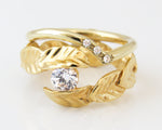 Diamond Bridal Set, Leaf Engagement and Wedding Ring Set, Nature Inspired Ring, Leaf Diamond Ring, Diamond Leaf Ring, Diamond Wedding Set