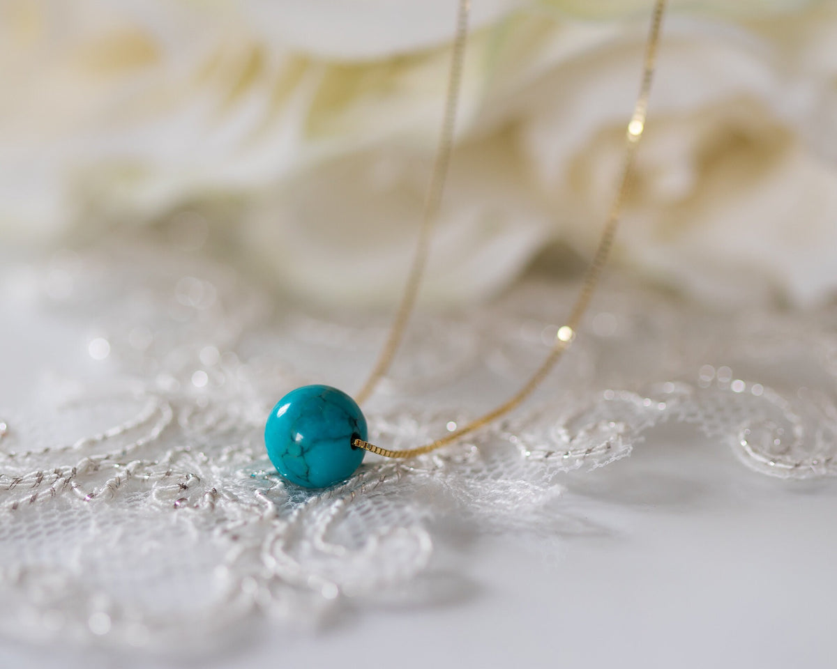 14k gold Turquoise pendant necklace, December birthstone