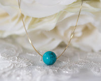 14k gold Turquoise pendant necklace, December birthstone