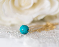 14k gold Turquoise pendant necklace, December birthstone