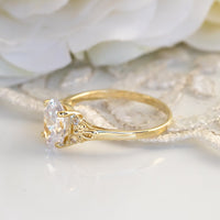 2ct Oval Moissanite Engagement Ring, Vintage Engagement Ring, Moissanite Diamond Gold Ring, Oval Solitaire Moissanite Ring, 2 Carat Ring