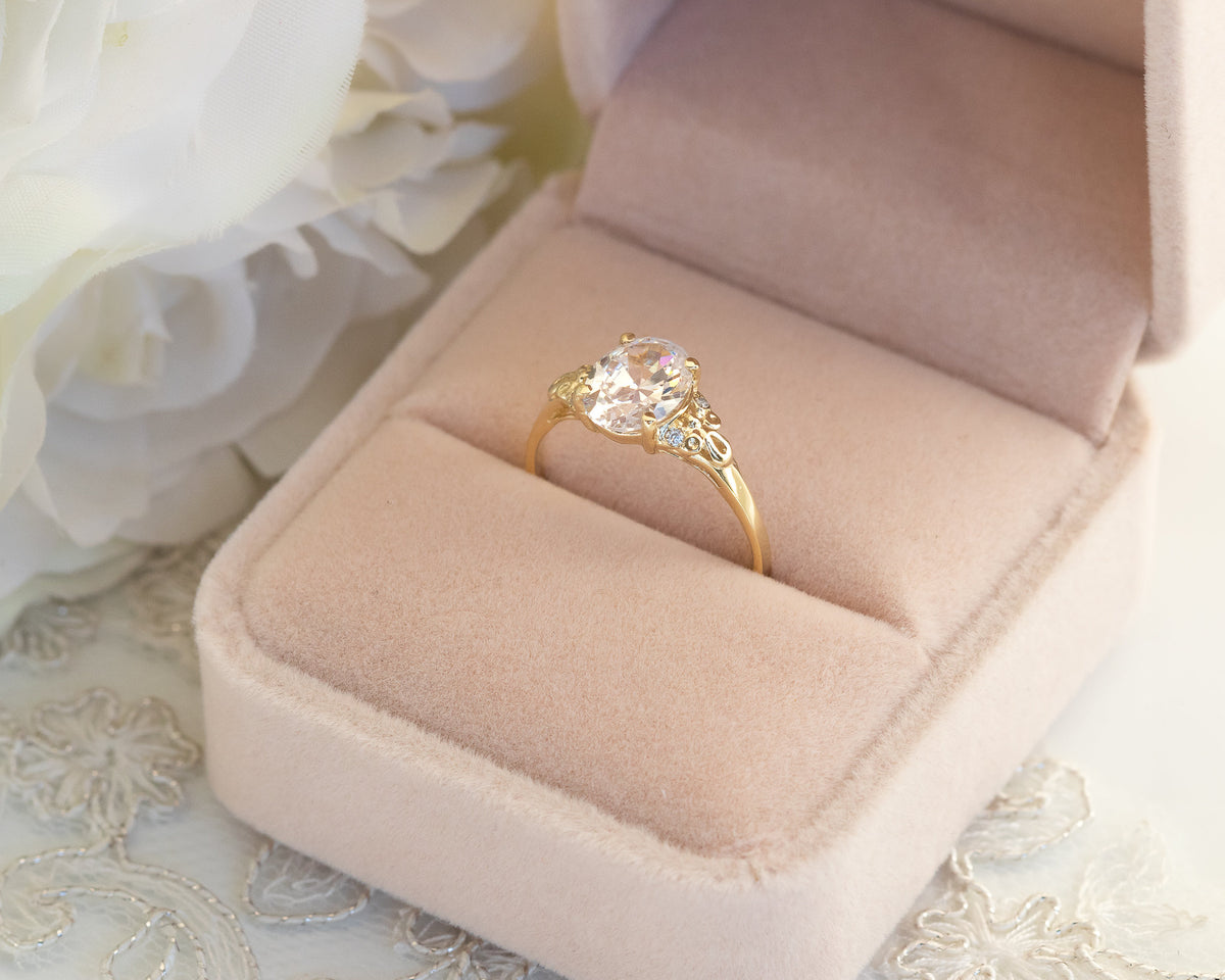 2ct Oval Moissanite Engagement Ring, Vintage Engagement Ring, Moissanite Diamond Gold Ring, Oval Solitaire Moissanite Ring, 2 Carat Ring