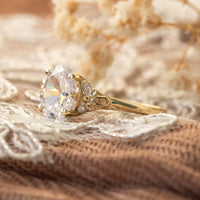 2ct Oval Moissanite Engagement Ring, Vintage Engagement Ring, Moissanite Diamond Gold Ring, Oval Solitaire Moissanite Ring, 2 Carat Ring