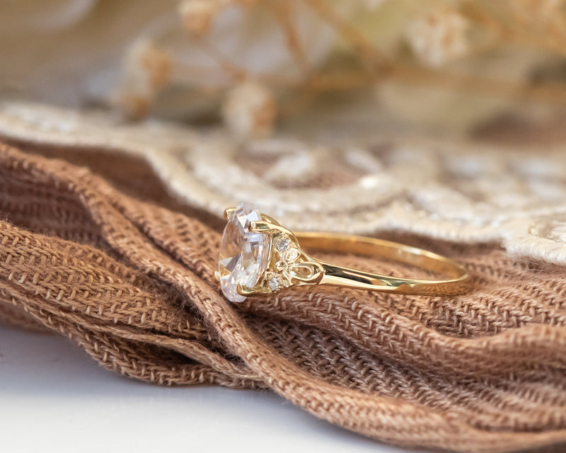2ct Oval Moissanite Engagement Ring, Vintage Engagement Ring, Moissanite Diamond Gold Ring, Oval Solitaire Moissanite Ring, 2 Carat Ring