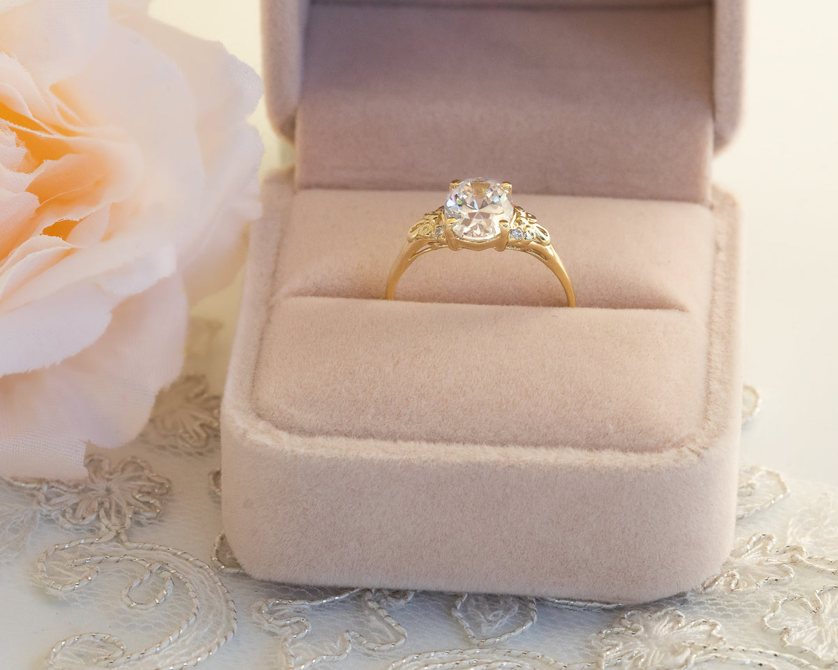 2ct Oval Moissanite Engagement Ring, Vintage Engagement Ring, Moissanite Diamond Gold Ring, Oval Solitaire Moissanite Ring, 2 Carat Ring