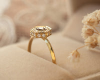 Brown Diamond Engagement Ring, Art Deco Engagement Ring, Hexagon Diamond, Alternative Diamond Engagement Ring, Unique Diamond Ring, OOAK