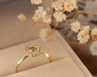 Brown Diamond Engagement Ring, Art Deco Engagement Ring, Hexagon Diamond, Alternative Diamond Engagement Ring, Unique Diamond Ring, OOAK