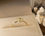 Brown Diamond Engagement Ring, Art Deco Engagement Ring, Hexagon Diamond, Alternative Diamond Engagement Ring, Unique Diamond Ring, OOAK