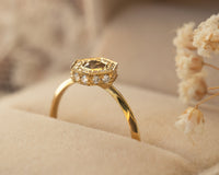 Brown Diamond Engagement Ring, Art Deco Engagement Ring, Hexagon Diamond, Alternative Diamond Engagement Ring, Unique Diamond Ring, OOAK