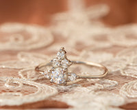 Diamond Cluster Ring, Cluster ring, Unique Cluster engagement ring, Cluster Diamond Engagement ring, Anniversary Gift, Gold Diamond Ring