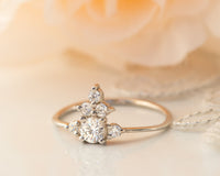 Diamond Cluster Ring, Cluster ring, Unique Cluster engagement ring, Cluster Diamond Engagement ring, Anniversary Gift, Gold Diamond Ring