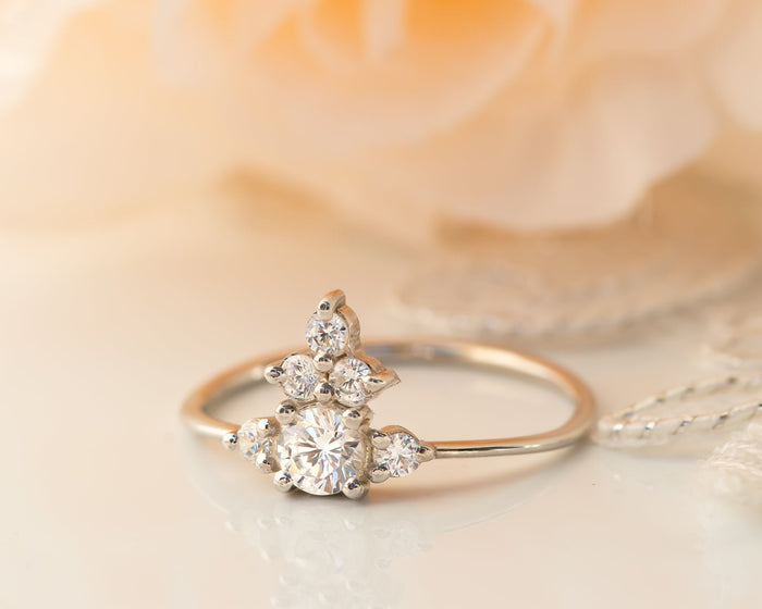 Diamond Cluster Ring, Cluster ring, Unique Cluster engagement ring, Cluster Diamond Engagement ring, Anniversary Gift, Gold Diamond Ring
