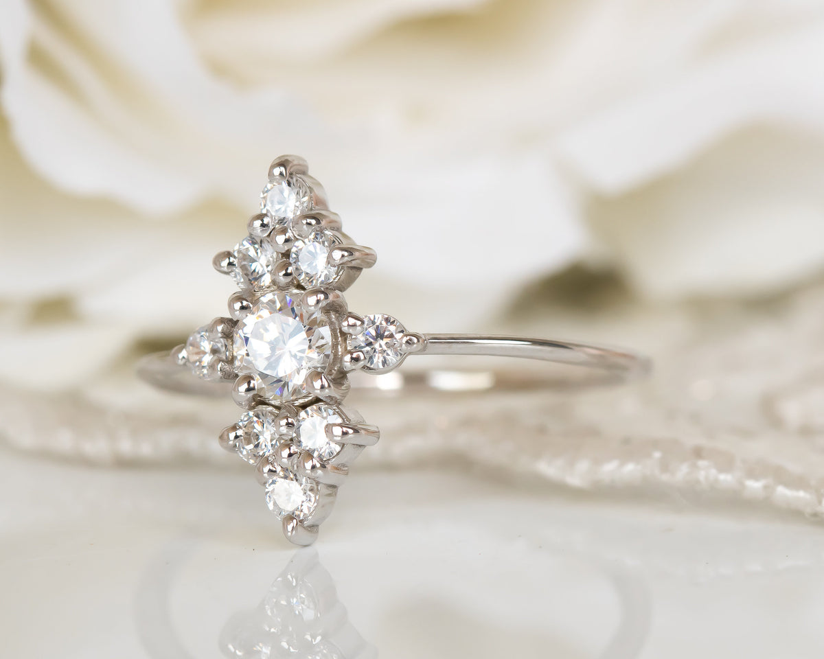 Cluster Diamond Engagement ring, Unique Diamond Ring, Diamond Cluster ring, Cluster engagement ring, Valentines Day Gift, Gold Diamond Ring
