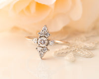 Cluster Diamond Engagement ring, Unique Diamond Ring, Diamond Cluster ring, Cluster engagement ring, Valentines Day Gift, Gold Diamond Ring