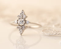 Diamond Wedding Ring Set, Bridal Set, Cluster Diamond Engagement ring, Unique Diamond Ring, Diamond Cluster ring, Cluster engagement ring
