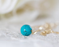 14k gold Turquoise pendant necklace, December birthstone