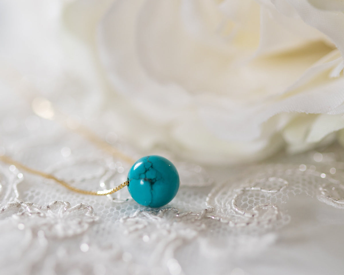 14k gold Turquoise pendant necklace, December birthstone