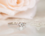 Diamond Engagement ring, Gold Diamond Ring, Thin Delicate Diamond Ring, Past Present Future Engagement Ring