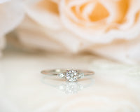 Diamond Engagement ring, Gold Diamond Ring, Thin Delicate Diamond Ring, Past Present Future Engagement Ring