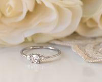 Diamond Engagement ring, Gold Diamond Ring, Thin Delicate Diamond Ring, Past Present Future Engagement Ring