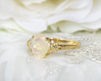 Opal Engagement ring, Diamond Opal Vintage Engagement Ring, Diamond Engagement Ring, Oval Engagement Ring, October Birthstone, Gift