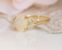 Opal Engagement ring, Diamond Opal Vintage Engagement Ring, Diamond Engagement Ring, Oval Engagement Ring, October Birthstone, Gift