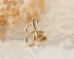 Personalized Earrings, Gold Initial Stud Earrings, Gold Letter Earrings, Initial Earrings, Script Earrings, Anniversary Gift