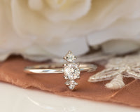 Diamond Engagement ring, Unique Cluster Diamond Ring, Gold Diamond Ring, Thin Delicate Diamond Ring, Past Present Future Engagement Ring
