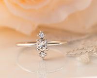 Diamond Engagement ring, Unique Cluster Diamond Ring, Gold Diamond Ring, Thin Delicate Diamond Ring, Past Present Future Engagement Ring