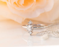 Diamond Engagement ring, Unique Cluster Diamond Ring, Gold Diamond Ring, Thin Delicate Diamond Ring, Past Present Future Engagement Ring