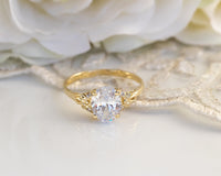 2ct Oval Moissanite Engagement Ring, Vintage Engagement Ring, Moissanite Diamond Gold Ring, Oval Solitaire Moissanite Ring, 2 Carat Ring