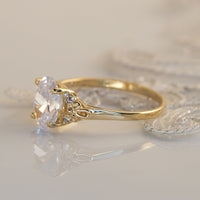 2ct Oval Moissanite Engagement Ring, Vintage Engagement Ring, Moissanite Diamond Gold Ring, Oval Solitaire Moissanite Ring, 2 Carat Ring