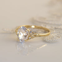 2ct Oval Moissanite Engagement Ring, Vintage Engagement Ring, Moissanite Diamond Gold Ring, Oval Solitaire Moissanite Ring, 2 Carat Ring