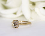 Brown Diamond Engagement Ring, Art Deco Engagement Ring, Hexagon Diamond, Alternative Diamond Engagement Ring, Unique Diamond Ring, OOAK