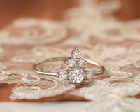 Diamond Cluster Ring, Cluster ring, Unique Cluster engagement ring, Cluster Diamond Engagement ring, Anniversary Gift, Gold Diamond Ring