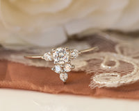 Diamond Cluster Ring, Cluster ring, Unique Cluster engagement ring, Cluster Diamond Engagement ring, Anniversary Gift, Gold Diamond Ring