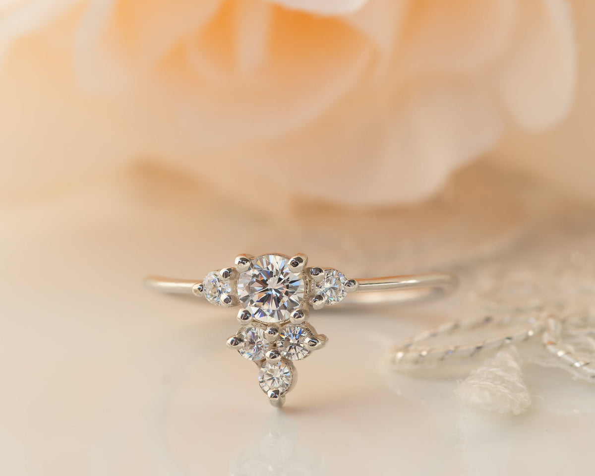 Diamond Cluster Ring, Cluster ring, Unique Cluster engagement ring, Cluster Diamond Engagement ring, Anniversary Gift, Gold Diamond Ring