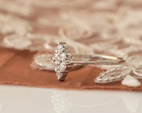 Diamond Engagement ring, Unique Diamond Ring, Diamond Cluster Ring, Thin Delicate Diamond Ring