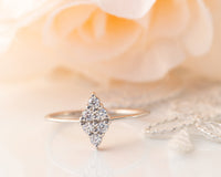 Diamond Engagement ring, Unique Diamond Ring, Diamond Cluster Ring, Thin Delicate Diamond Ring
