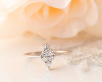 Diamond Engagement ring, Unique Diamond Ring, Diamond Cluster Ring, Thin Delicate Diamond Ring