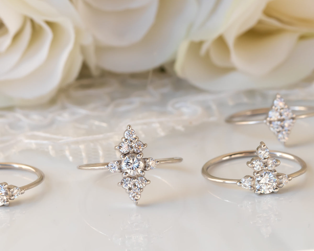 Cluster Diamond Engagement ring, Unique Diamond Ring, Diamond Cluster ring, Cluster engagement ring, Valentines Day Gift, Gold Diamond Ring