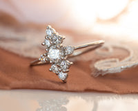Cluster Diamond Engagement ring, Unique Diamond Ring, Diamond Cluster ring, Cluster engagement ring, Valentines Day Gift, Gold Diamond Ring