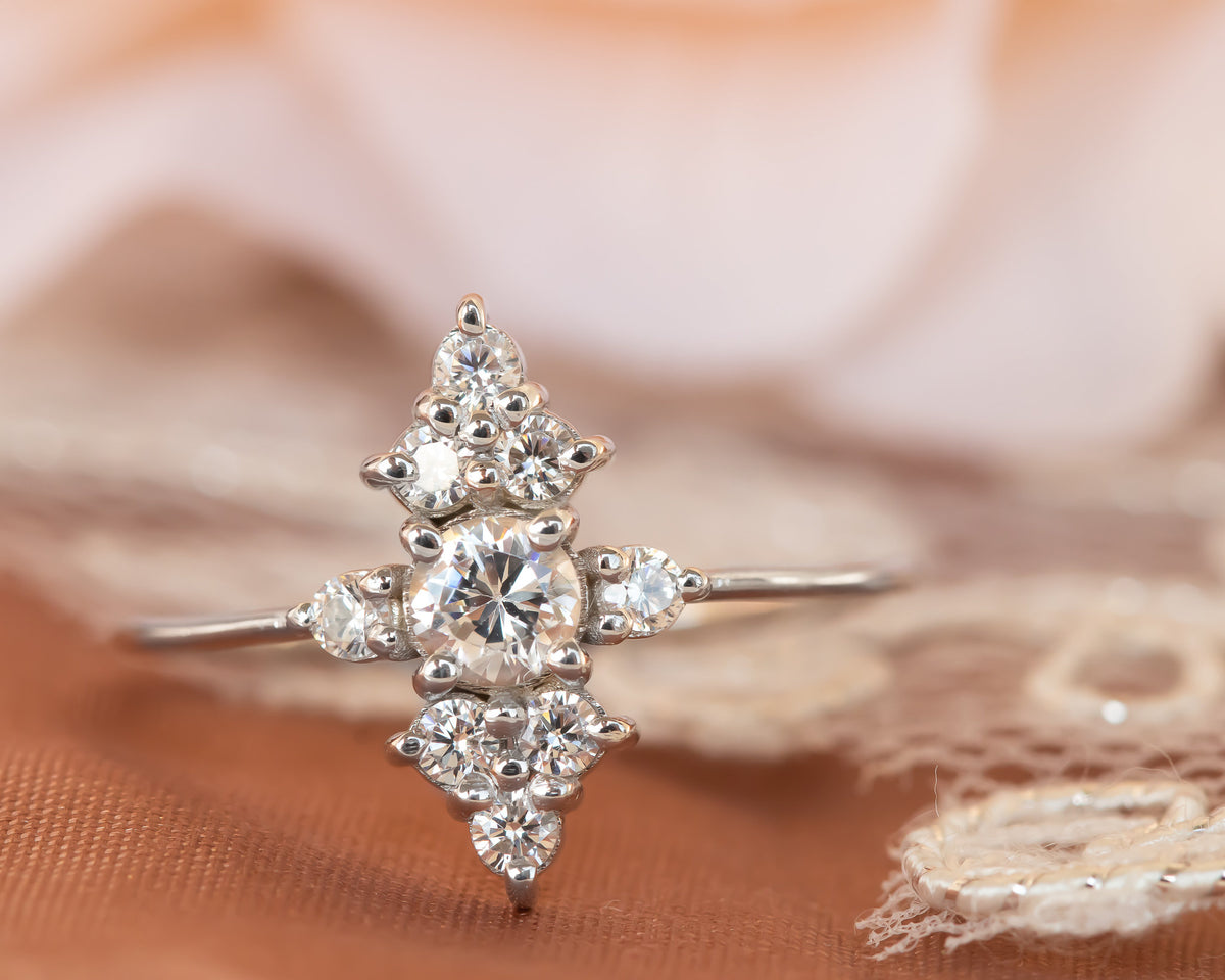 Cluster Diamond Engagement ring, Unique Diamond Ring, Diamond Cluster ring, Cluster engagement ring, Valentines Day Gift, Gold Diamond Ring