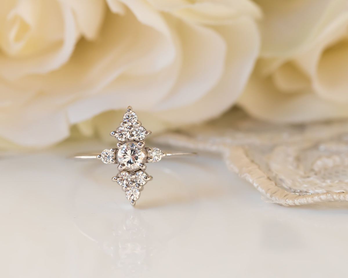 Cluster Diamond Engagement ring, Unique Diamond Ring, Diamond Cluster ring, Cluster engagement ring, Valentines Day Gift, Gold Diamond Ring