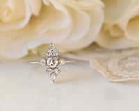 Cluster Diamond Engagement ring, Unique Diamond Ring, Diamond Cluster ring, Cluster engagement ring, Valentines Day Gift, Gold Diamond Ring